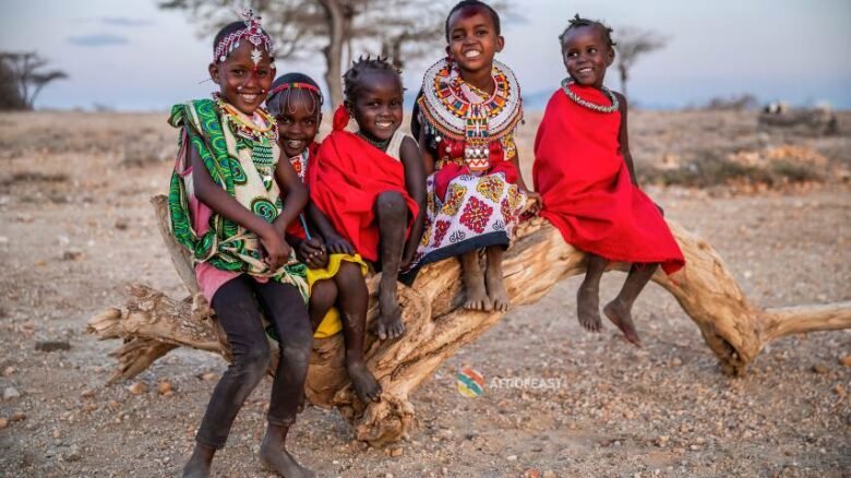 Children in Kenya wearing traditional beadwork